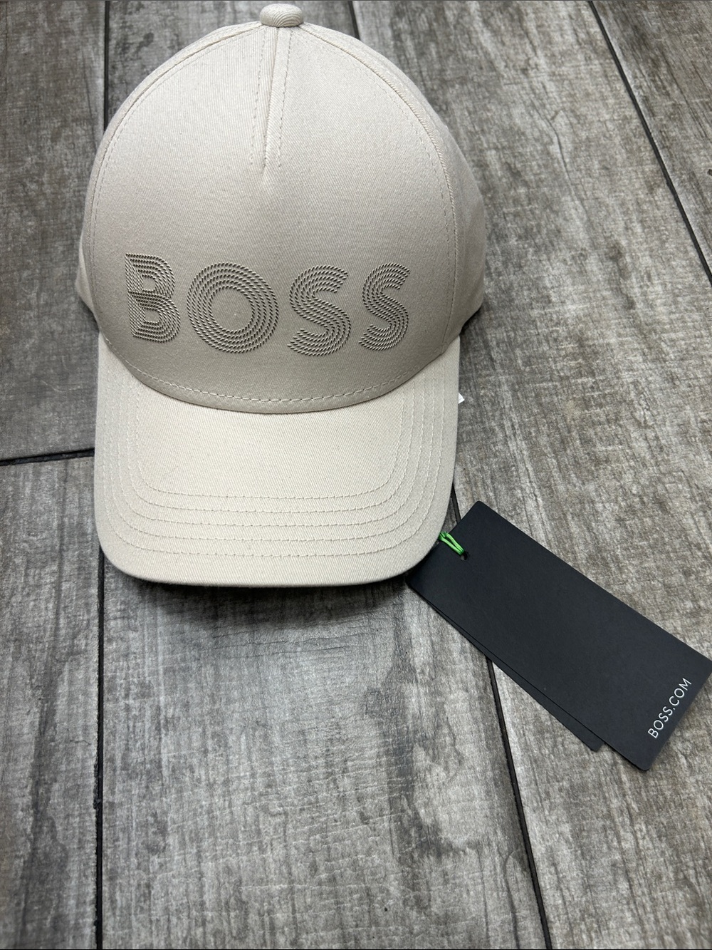 100% Authentic BOSS by Hugo Boss Men's Cream / Gold / Beige Logo Hat / Cap NWT